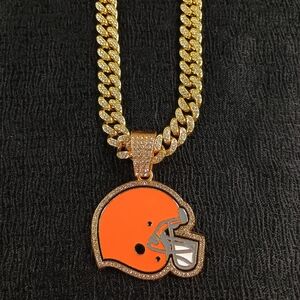 Cleveland Browns 20 Inch Necklace Pendant Cuban Chain Link NFL Football Hip Hop